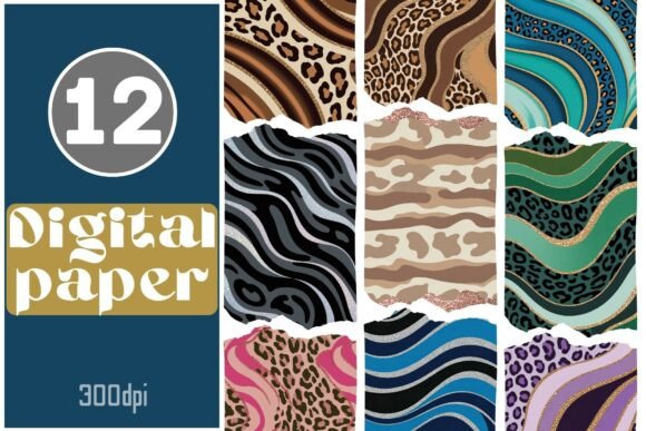 Animal Print Glitter Digital Paper