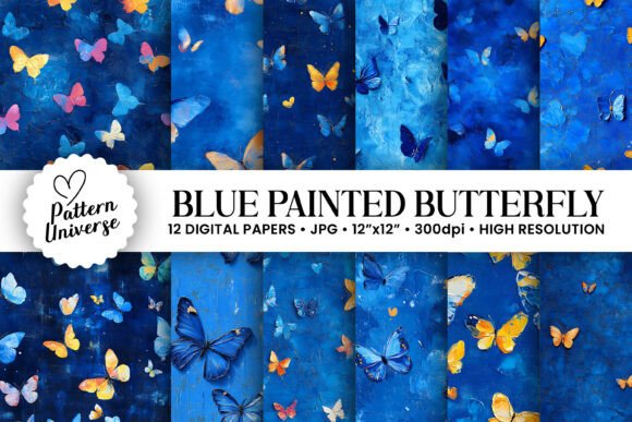 Blue Painted Butterflies Digital Papers: A Versatile Asset for Creative Projects