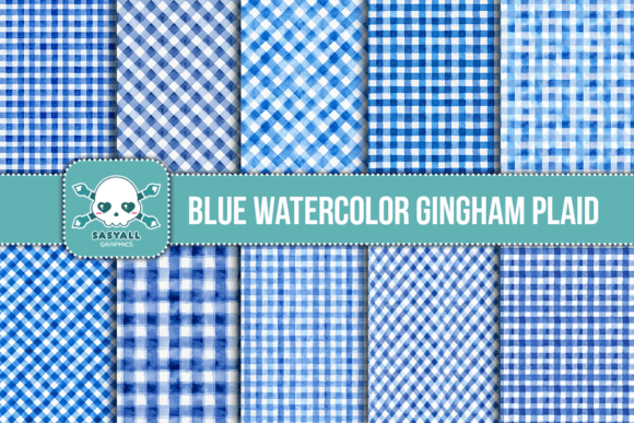 Blue Watercolor Gingham Plaid: A Versatile Digital Design Element for Creative Projects