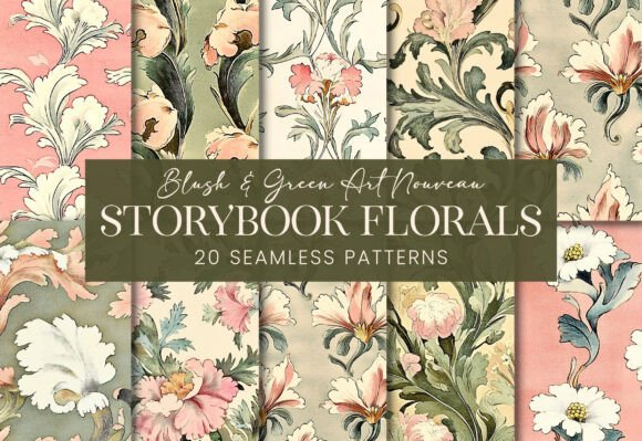 Blush Green Art Nouveau Fairytale Floral: A Timeless Pattern for Modern Creativity