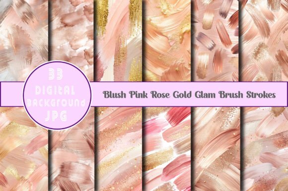 Blush Pink Rose Gold Glam Brush Strokes: A Versatile Digital Asset for Modern Creators