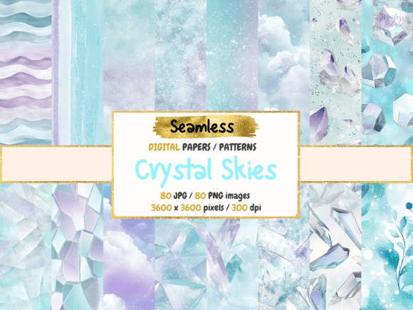 Celestial Design: Crystal Skies Digital Papers