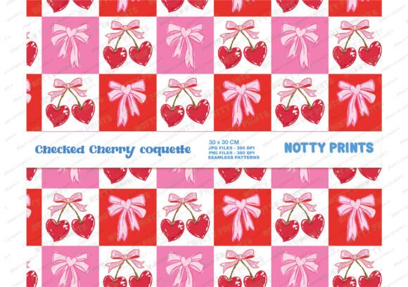 Checkered Cherry Coquette Valentine Bows: A Versatile Design for Creative Projects
