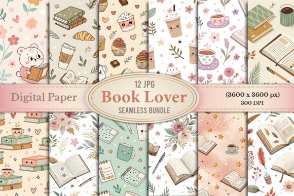 Cozy Book Lover Digital Paper Bundle
