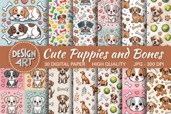 Cute Puppies and Bones Pattern: A Playful Addition to Your Creative Projects