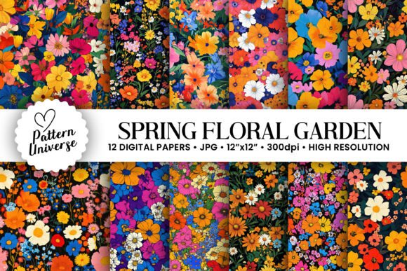Cute Spring Floral Garden Digital Papers