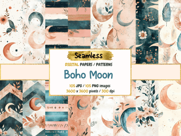 Embrace the Celestial: A Guide to Using Boho Moon Seamless Digital Papers