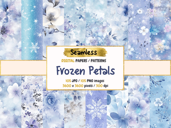 Frozen Petals Seamless Digital Papers