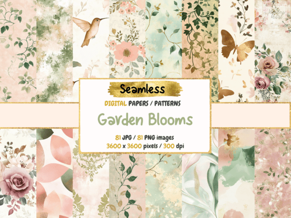 Garden Blooms Seamless Digital Papers