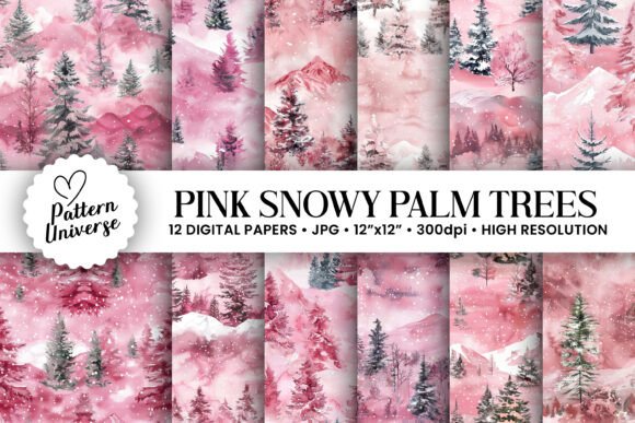 Integrating Pink Snowy Palm Trees Digital Papers into Creative Workflows