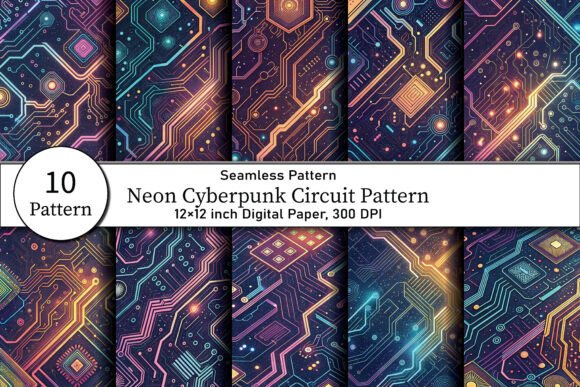 Neon Cyberpunk Circuit Pattern