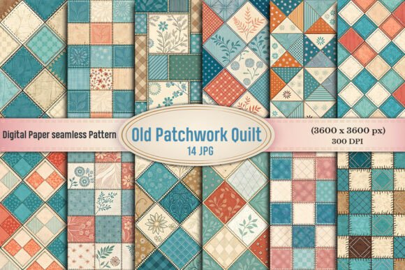 Old Patchwork Quilt Seamless Digital