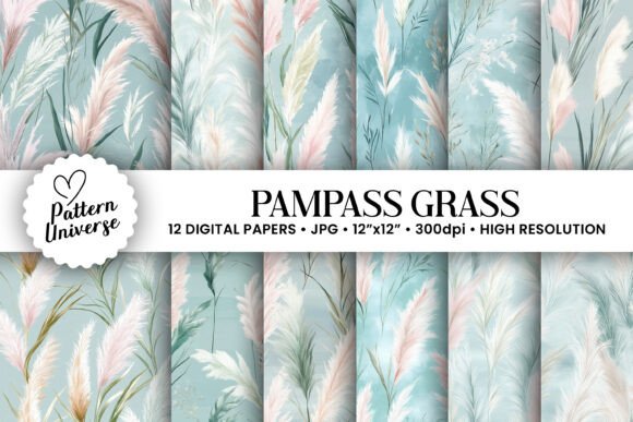 Pampas Grass Pattern Digital Papers