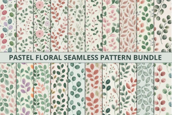 Pastel Floral Seamless Pattern Bundle: A Botanical Design Delight