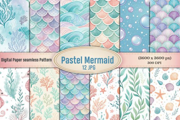 Pastel Mermaid Digital Paper Bundle: A Versatile Tool for Creative Projects