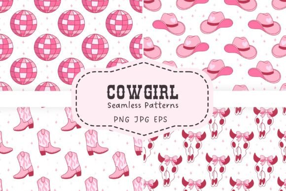 Pink Cowgirl Disco Seamless Pattern