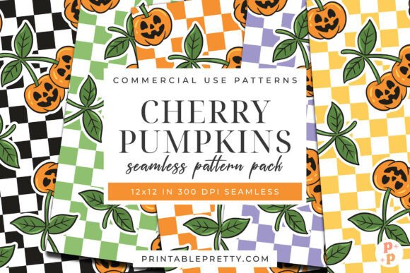 Playful Cherry Pumpkin Seamless Papers: A Creative Fusion for Autumn Projects