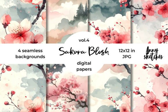 Sakura Blush Japan Digital Paper Kit