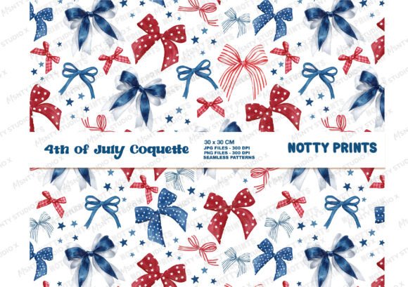 Stars and Striped Coquette Bow Red