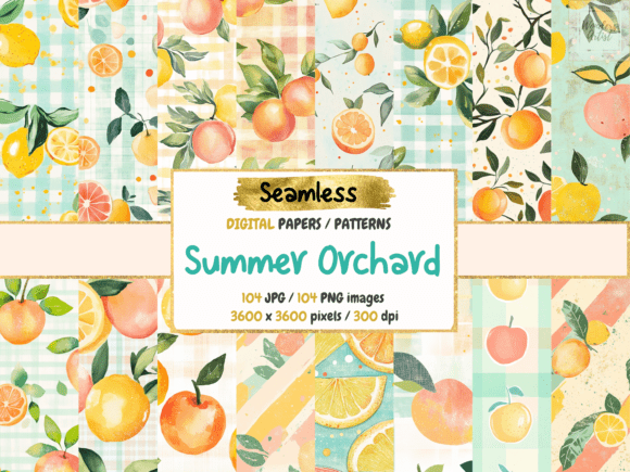 Summer Orchard Seamless Digital Papers
