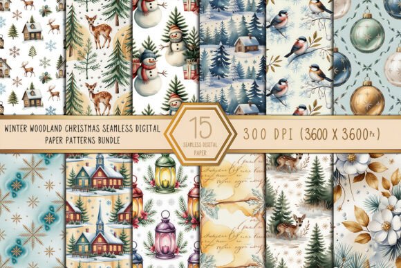 Winter Woodland Christmas Seamless Paper: A Rustic Holiday Design Asset